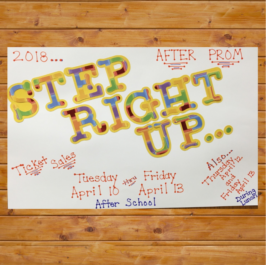 step right up poster image on wood background